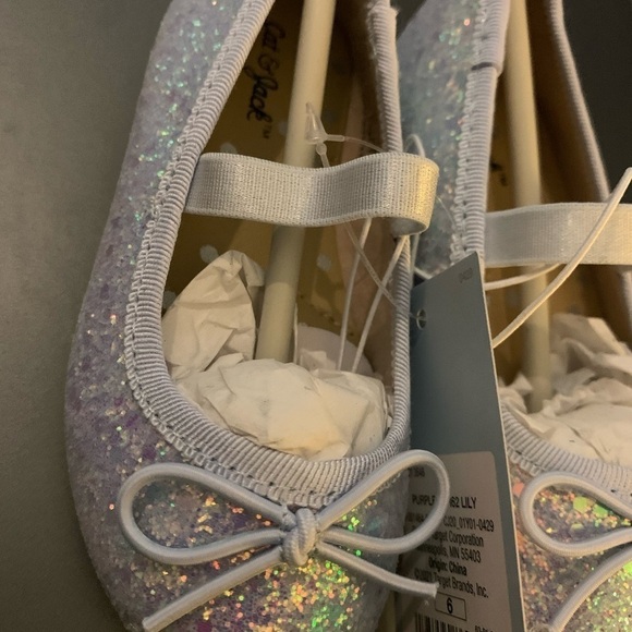Cat & Jack Toddler Girls Lily Glitter Slip On Ballet Flats Purple Size 6 - Picture 6 of 12